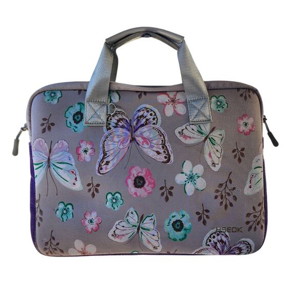 Customized Butterfly Neoprene Laptop Sleeve Tech Pouch Travel Set - Picture 2 of 12